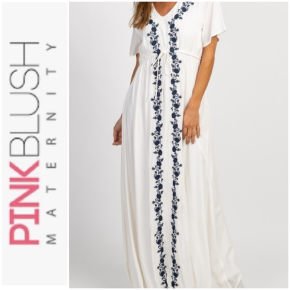 Pinkblush Dresses & Skirts - Pinkblush Ivory Embroidered Maxi Maternity…
